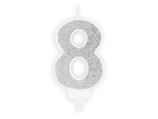Picture of BIRTHDAY CANDLE SILVER NUMBER 8